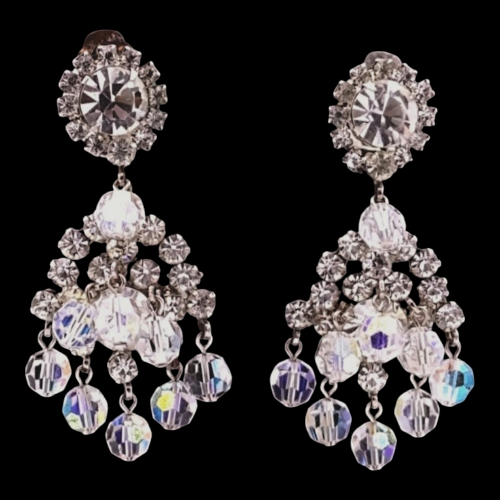 Dazzling Silver Crystal Chandelier Earrings